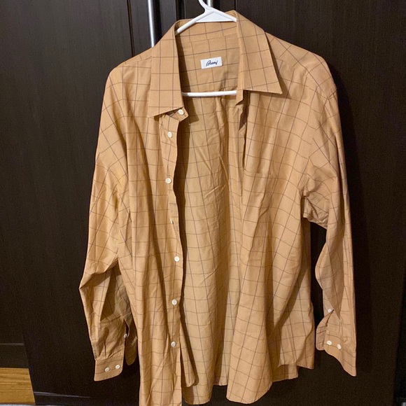 Brioni Other - brioni men check shirt cotton brown size XL